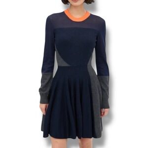 Alexander Mcqueen MCQ Wool Paneled Knit Mini Skater Dress NWT‎ Sz S